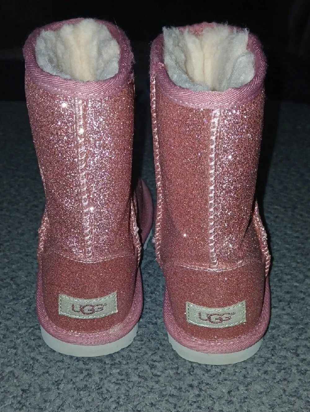 UGG Pink Glitter Classic Short Boots